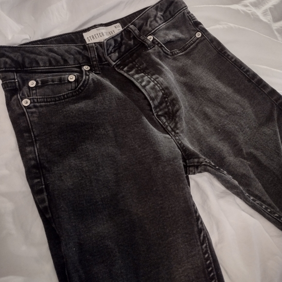 Topman Knee Rip Stretch Skinny Jeans in Black 30x30 - Picture 2 of 6